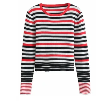 

Hchenli Brand 2019 Women Stripe Sweater High Quality Pollover O-Neck Pretty Style Sweaters Wholesale