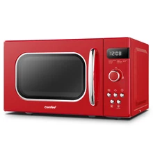 COMFEE Red 800W 20L kuchenka mikrofalowa z 8 automatycznymi menu 5 poziomów mocy gotowania i ekspresowym przyciskiem kucharskim namiętny styl Retro