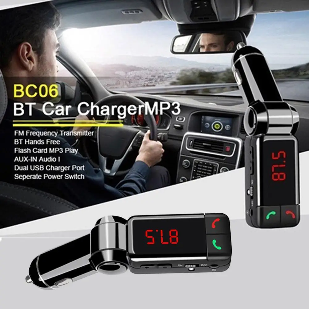 

FM Transmitters Bluetooth Car Kit FM Transmitter Handsfree Aux Mp3 Player Modulator with LED Display Portable Dual USB Charger