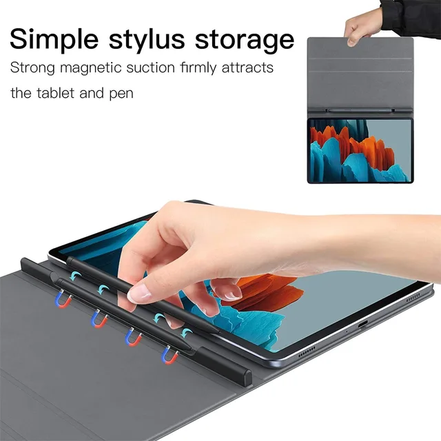 For Samsung Galaxy Tab S7 Plus Fe Case,Magnetic Stand Cover With Pencil Holder For Galaxy Tab S6 Lite Case 5