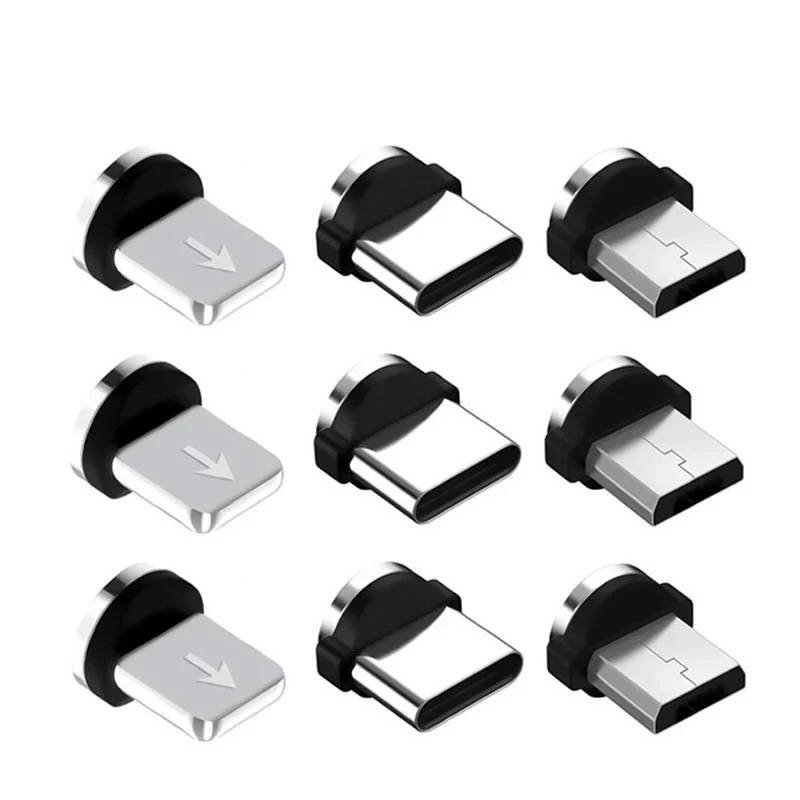 5pcs Round Magnetic Cable plug Type C Micro USB C Plugs Fast Charging Adapter Phone Microusb Type-C Magnet Charger Plug For IOS usb converter for phone