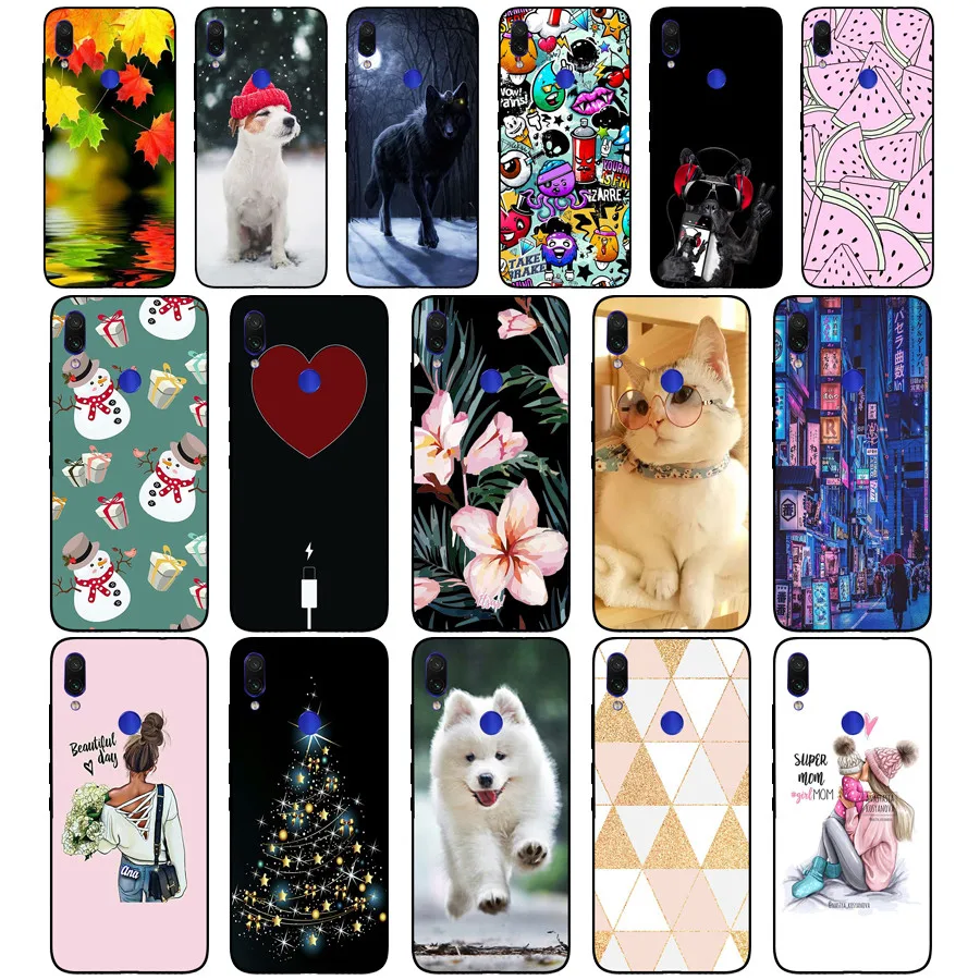 Untuk Xiaomi Redmi Note 7 Hitam Case Silikon Lembut Funda untuk Xiaomi Redmi Catatan 7 Hitam TPU Case Pelindung 6.3 