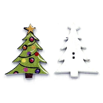 

Christmas Pine Tree Star Pattern Classic Wood Buttons 2 Holes Flatback Clothing Sewing Apparel Needlework Accessories 30x23mm