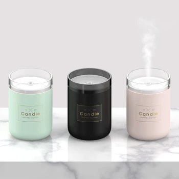 

280ML Air Humidifier LED Candle Ultrasonic Cool Mist Essential Oil Diffuser USB Aroma Lamp Car Purifier Fogger Mist Maker