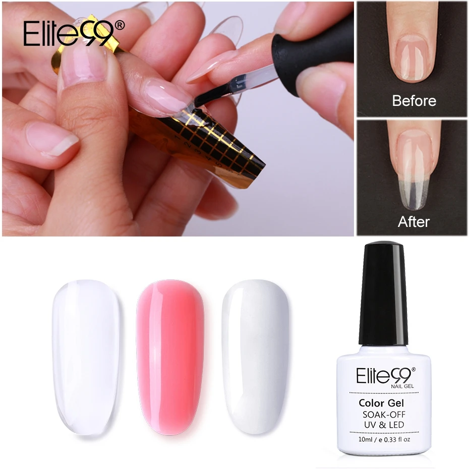 

Elite99 10ml Acrylic Poly Extension Gel Quick Building Gel Polish Soak Off Clear Pink Nail Tips Builder UV Gel Varnish Nail Art