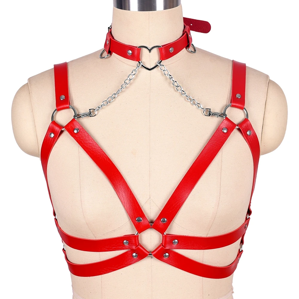 

Fetish Body Punk Gothic Suspender Cupless Bra Rave Sexy Lingerie Leather Club Party Chest Restraint Sword Belt Bondage Harness
