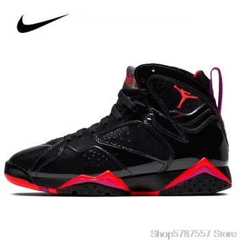 

High Top Nike Air Jordan 7 Patent Leather 313358-006 Men's Jordan Shoes Basketball Shoes Comfortable Gym Training Boots Women