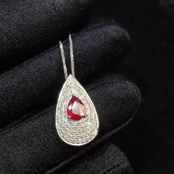 

Ruby Fine Jewelry Real 18K Gold AU750 G18K Natural 100% Ruby Pendant 0.6ct Gold Diamond Pendant Gemstone Necklaces for Women