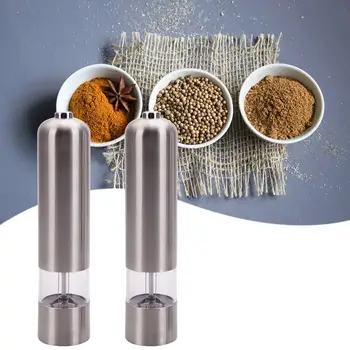 

2Pcs Set Stainless Steel Electric Pepper Mills Salt Spice Grinder Mullers Automatic Gravity Induction Salt and Pepper Grinder