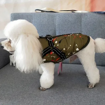

Winter Dog Chest and Back One-piece Printed Cotton Vest with Large Teeth Zipper Easy to Wear and Take Off