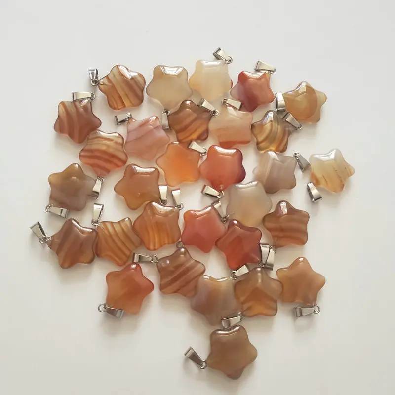red onyx 50 шт./лот Горячая Мода Ассорти натуральный камень смешанный кулон Подвеска со звездой для DIY ювелирных изделий - Окраска металла: red onyx