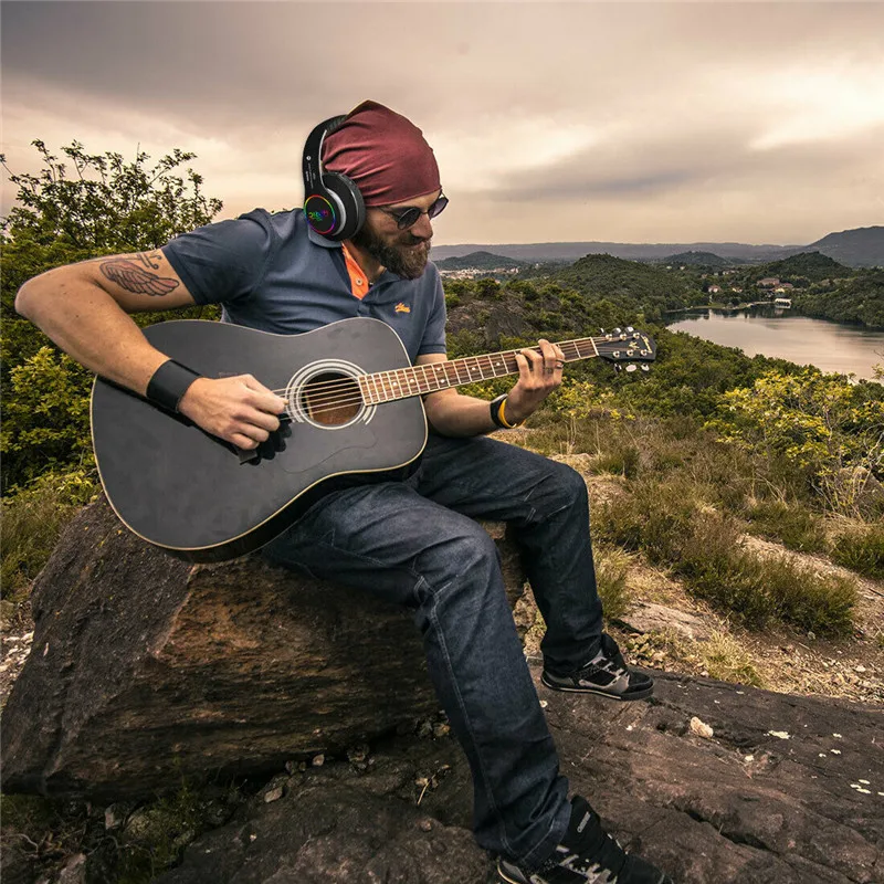 Светодиодный Bluetooth 5,0, беспроводные наушники, Hi-Fi, стерео наушники, Handfree, бас, над ухом, шумоподавление, игровая, Спортивная, музыкальная гарнитура