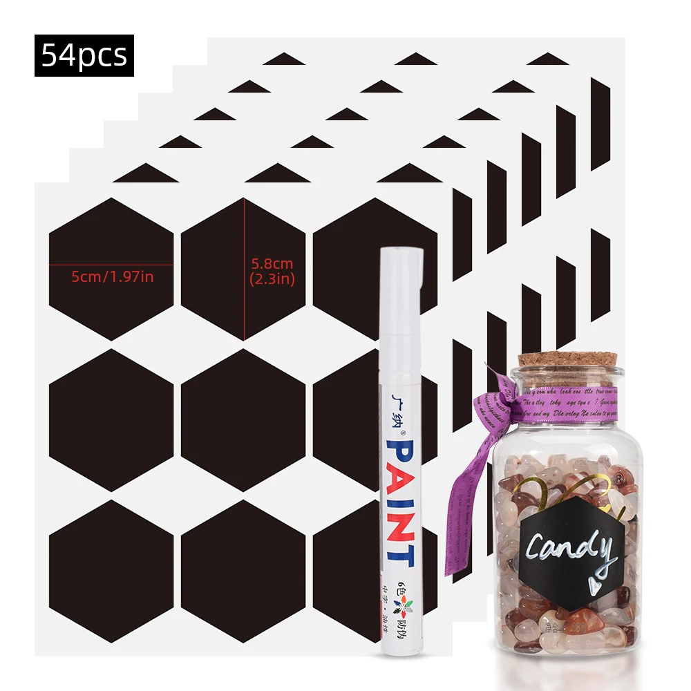 

54pcs Jar Stickers Kitchen Spice Label Stickers Storage Organizer Cans Bottles Labels Blackboard Sticker Chalkboard Tags Decal