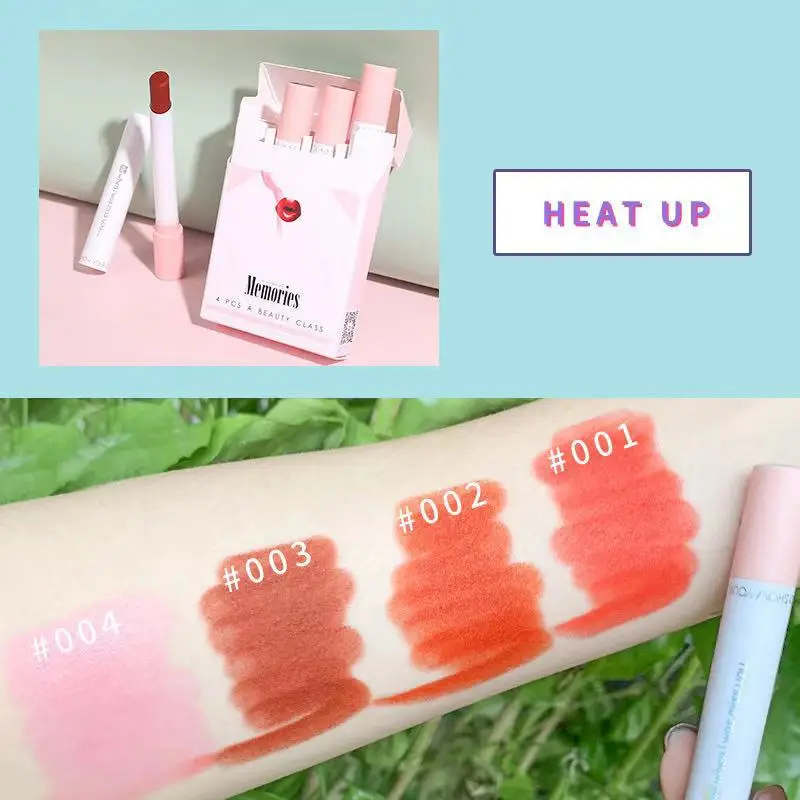 4 pcs Beautiful Lipstick Set Cigarette Lip Makeup Matte Waterproof Long lasting Lip stick Nude Sexy Red Easy to wear Lip Balm 4 pcs Beautiful Lipstick Set Cigarette Lip Makeup Matte Waterproof Long lasting Lip stick Nude Sexy Red Easy to wear Lip Balm