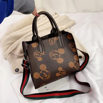 

2020 New Mickey Women's High-Grade Pu Shoulder Bag Simple Wide Shoulder Strap Messenger Bag