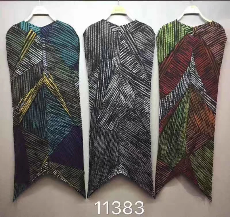 Новое летнее плиссированное платье Miyake с круглым вырезом и неровным принтом в стиле ретро