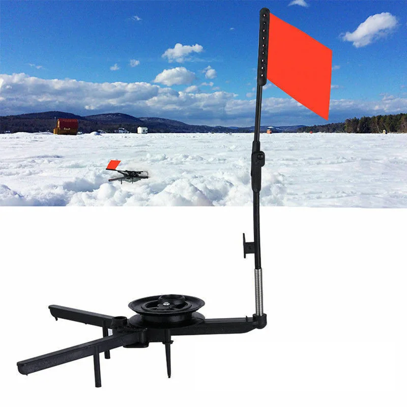 

Triangle ABS Ice Fishing Rod Winter Pole Flag Remarker Alarm Foldable Tool easy to store light to carry