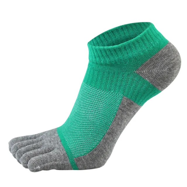 VERIDICAL Pure Cotton Five Finger Socks Mens Sports Breathable Comfortable Shaping Anti Friction Men's Socks With Toes EU 38-44 green