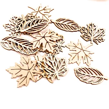 

Natual Wooden Leaves Pattern Scrapbooking Painting Craft Handmade Accessory Sewing Home Decoration DIY 50-52mm 10pcs