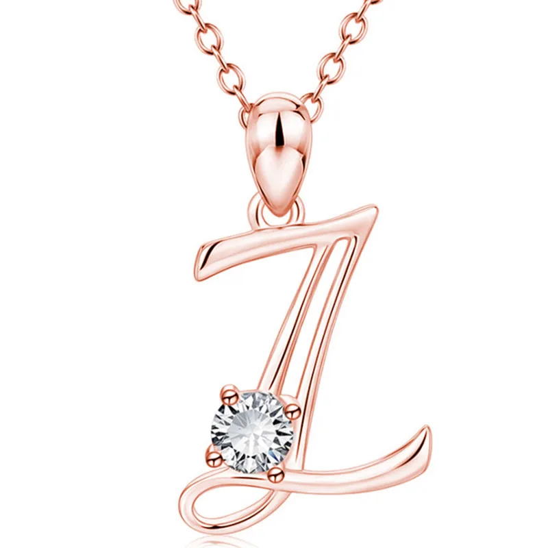 Trendy Zirconia Initial Letter Necklace Fashion A-z Alphabet Gold Pendant Necklace For Women Korean Jewelry
