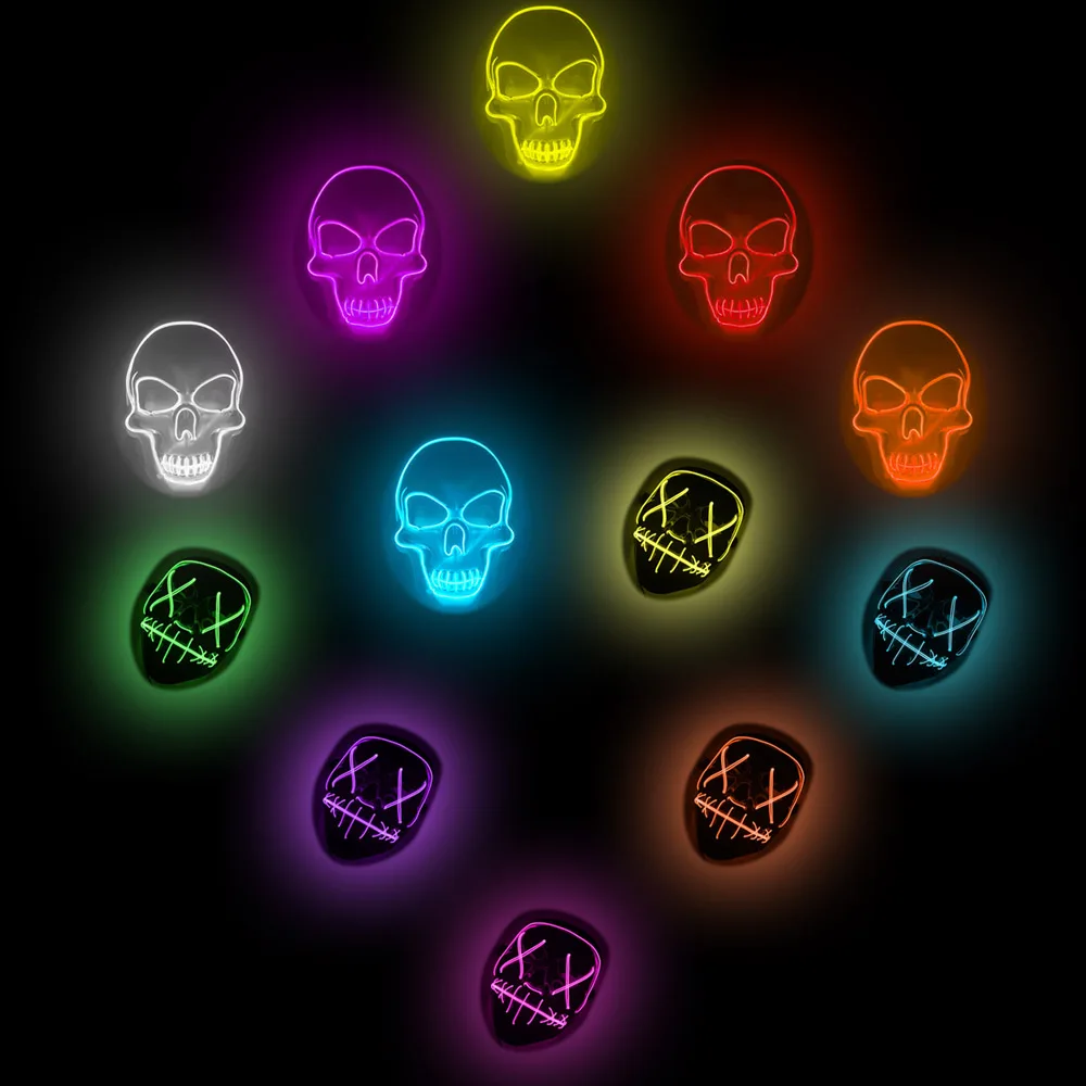 

Halloween Party Led Mask Masque Masquerade Masks Halloween Led Neon Maske Light Glowing Cosplay Horror Led EL Wire Light