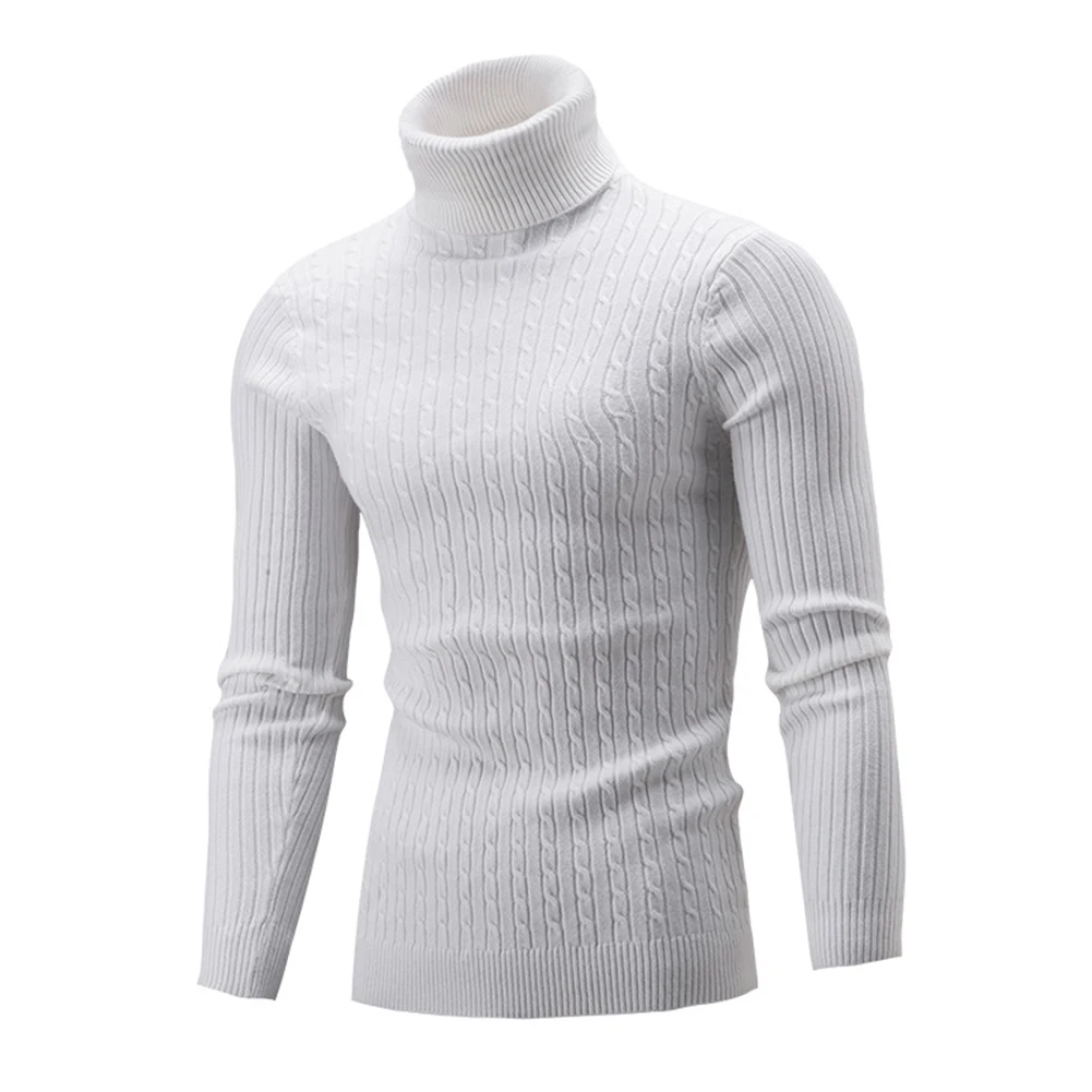 Turtleneck Men Sweater Casual Men Autumn Solid Color Turtle Neck Ribbed Twist Sweater Bottoming Shirt For Men's Clothings