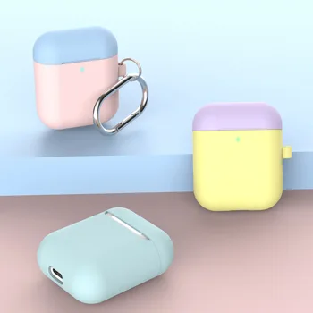 

Soft Silicone Earphone Case and Hook for AirPods Protective Color Matching Cover Skin Accessories for Apple Airpods Charging Box