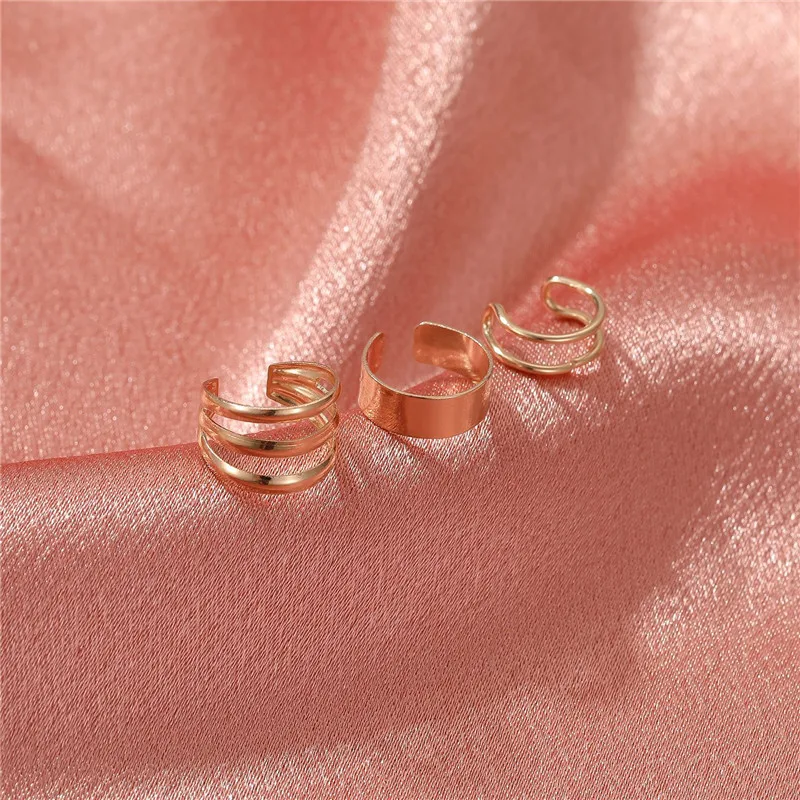 Ear Clip Earrings Fashion Simple Cross Clip Earrings For Women Girls Cute Gold Silver Color Punk Ear Cuff Clip Without Piercing 3pcs