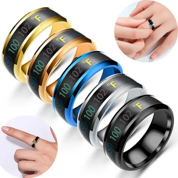 

New Fahrenheit Ring Titanium Steel Mood Emotion Feeling Intelligent Temperature Sensitive Rings for Women Men Waterproof Jewelry