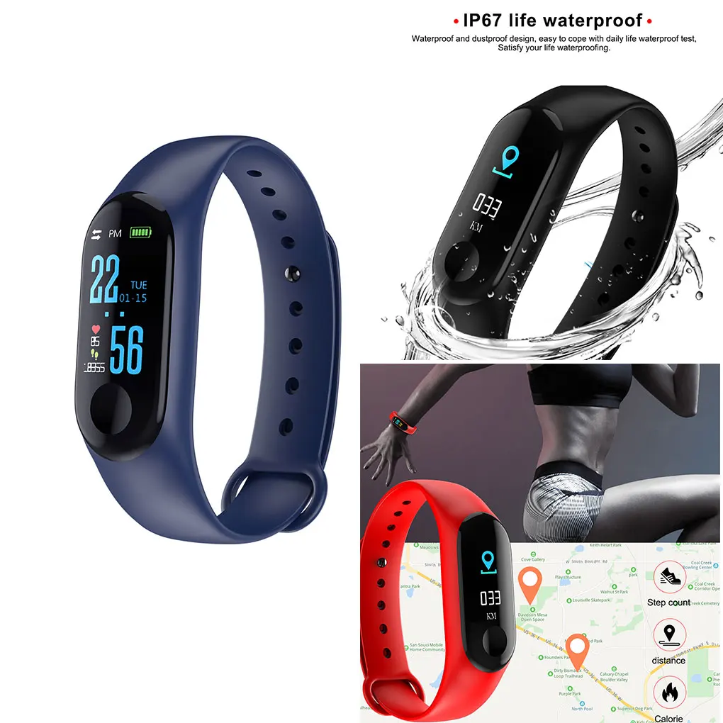 

Bluetooth IP67 Waterproof Heart Rate Blood Pressure 0.96" IPS Screen Smart Wristwatch Sport Bracelet