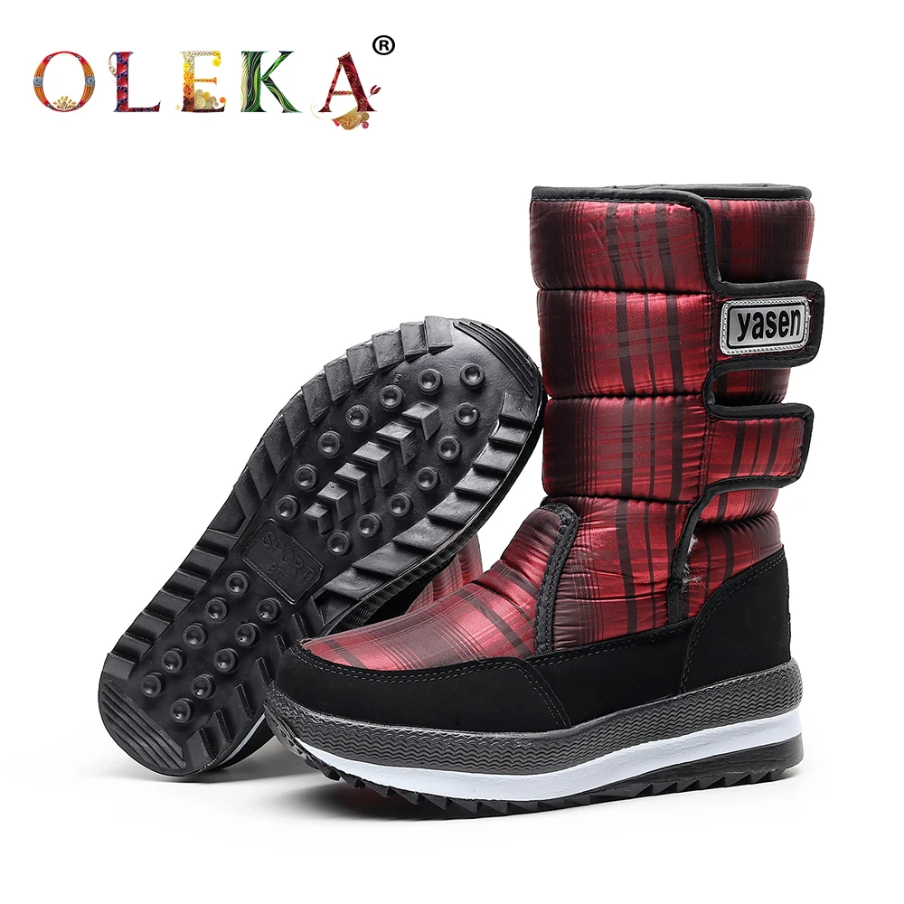 

OLEKA Mid-calf Winter Boots Platform Pleated Round Toe Ladies Boots Novelty Style Snow Boots Warm Faux Wool New AS275