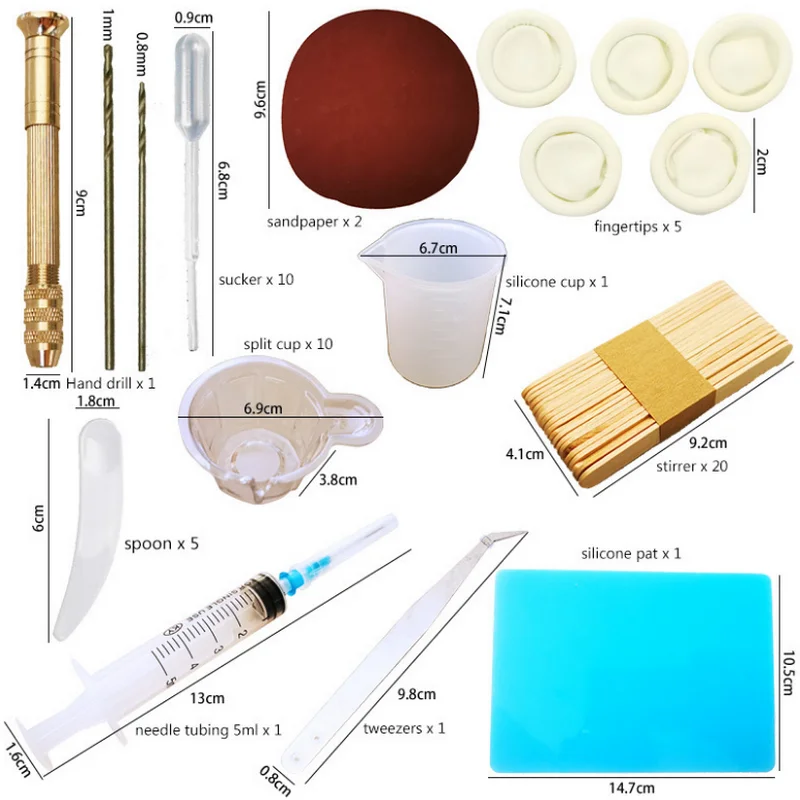 

DIY Charms Handmade Epoxy Resin Stuff Kit Tool Jewelry Fillings Accessories Needle Tubing Silicone Cup Hand Drill Spoon Craft