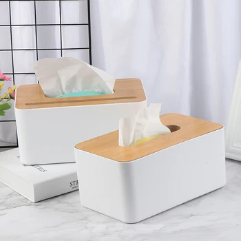 

Plastic Tissue Box Wooden Cover Paper Home Car Napkins Holder Case Decoration