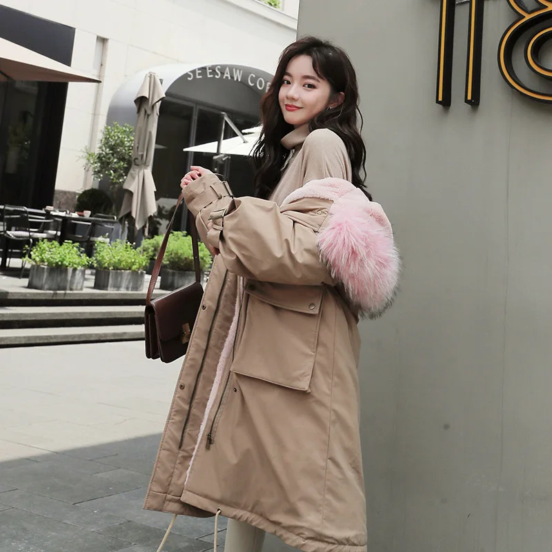 Модная Длинная женская зимняя куртка с хлопковой подкладкой теплая плотная