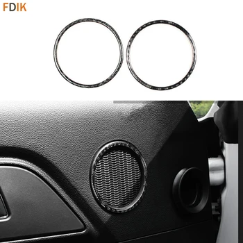 

Black Real Carbon Fiber Interior Audio Speaker Circle Ring Cover Trim Decor Accessories for Ford Mustang 2015 2016 2017 2018 2019