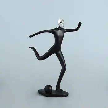 

[Crafts] Modern Abstract Sculpture Sports football Soccer player figure model Statue Art Carving Resin Figurine Home Decorations