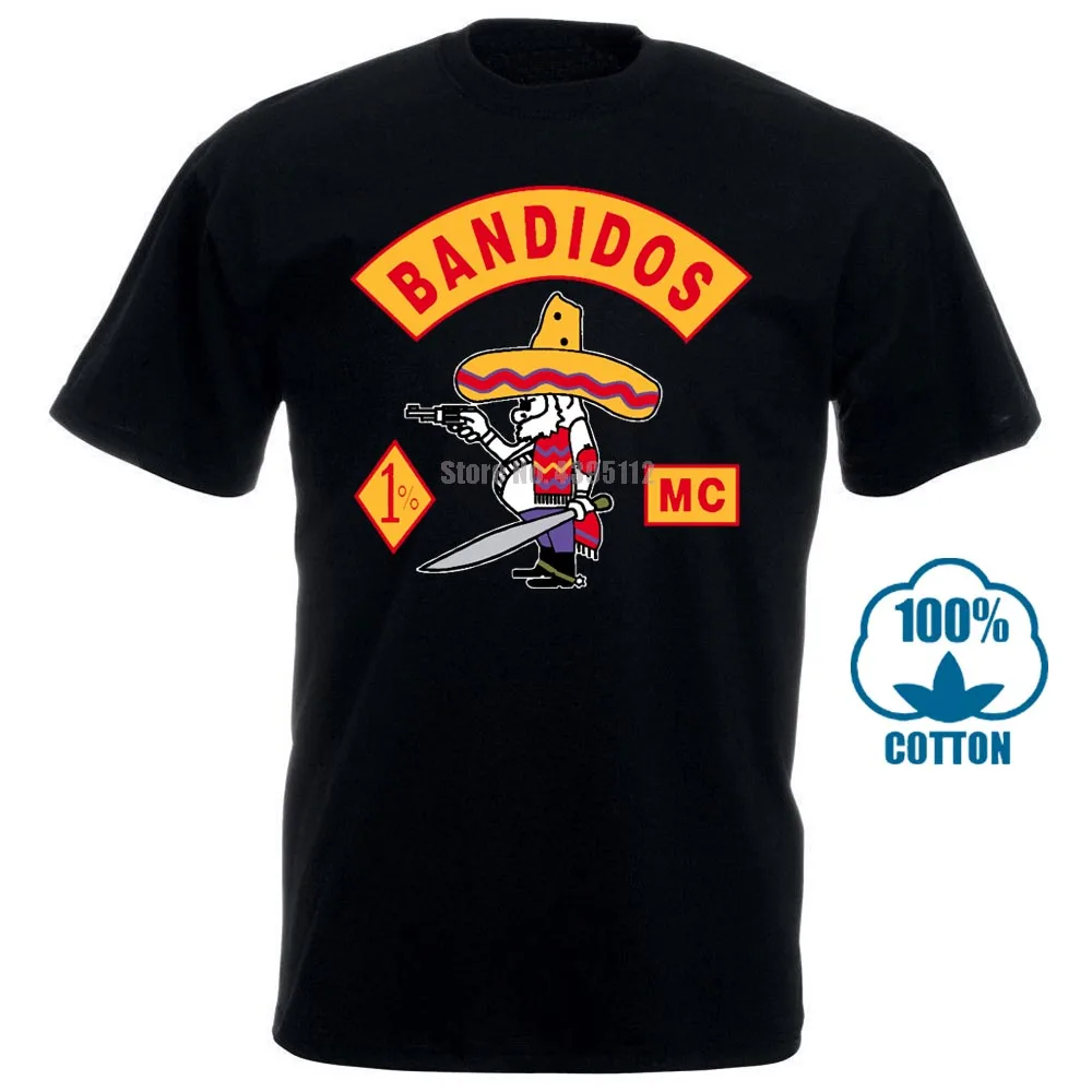 Черная футболка Bandidos Mc с поддержкой по всему миру Sylb One Percenter 011272 | Мужская одежда