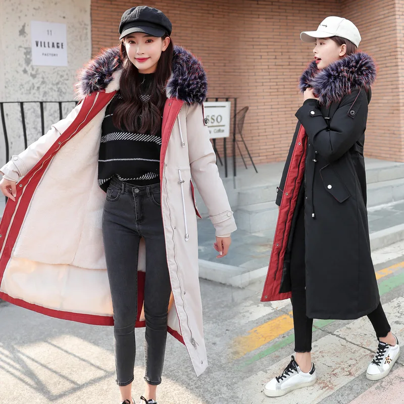 

Cotton-padded Clothes Women's Mid-length Thick 2019 Winter New Style Korean-style And rong da Fur Collar Cotton Coat Hooded Cott