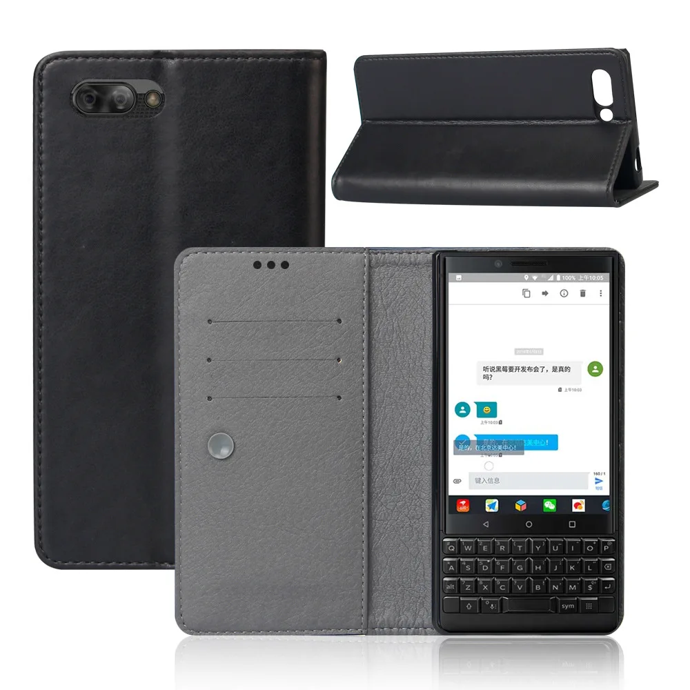 Для Blackberry KEYone чехол бизнес флип чехол-кошелек для Blackberry KeyOne из искусственной кожи тонкий телефон Fundas модный