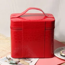 

Professional Hand-Top Makeup Storage Box Patent Leather Cosmetic Organizer Case Big Capacity Portable Makeup Suitcase For Travel