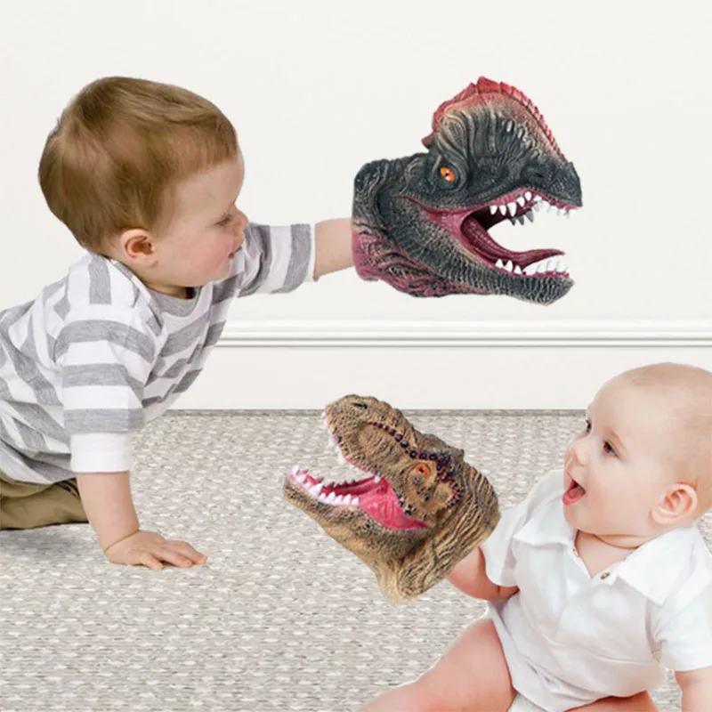 Динозавр голова животного ручная кукла T Rex Dilophosaurus мягкий винил ПВХ перчатки