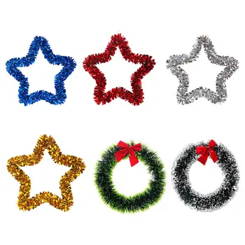 

6Pcs Christmas Iron Five-Star Decoration Iron Sequined Ring Pendant Colorful Ring Shape Decoration Five Star Decor