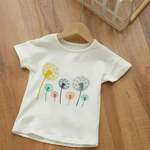 CDJLFH Dandelion Wildflower Bouquet Plant Print Boys Clothes T Shirt Girl Casual Kids Tshirt Cartoon Girls T Shirts Unisex Cute
