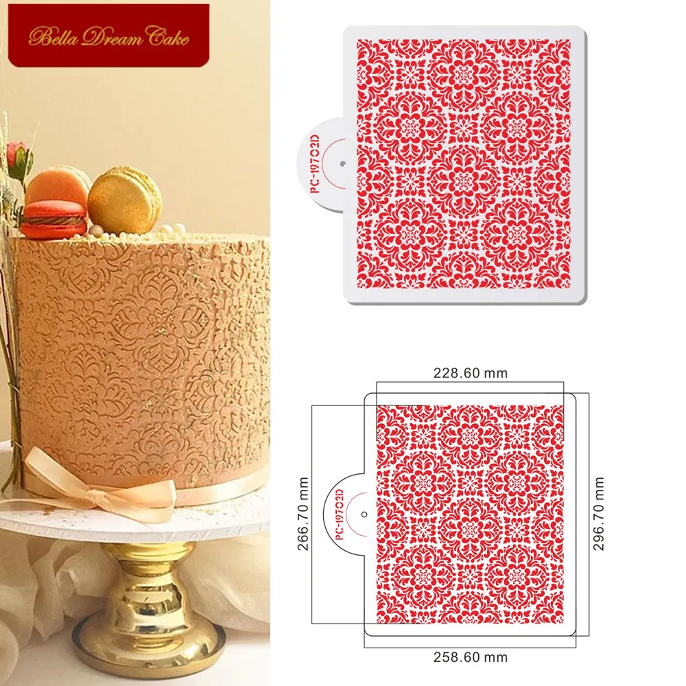 6 Stencil Per Decorare Torte - Design A Pizzo Cavo, 25x21cm | Per Goffratura E Zucchero A Velò - Foto 2