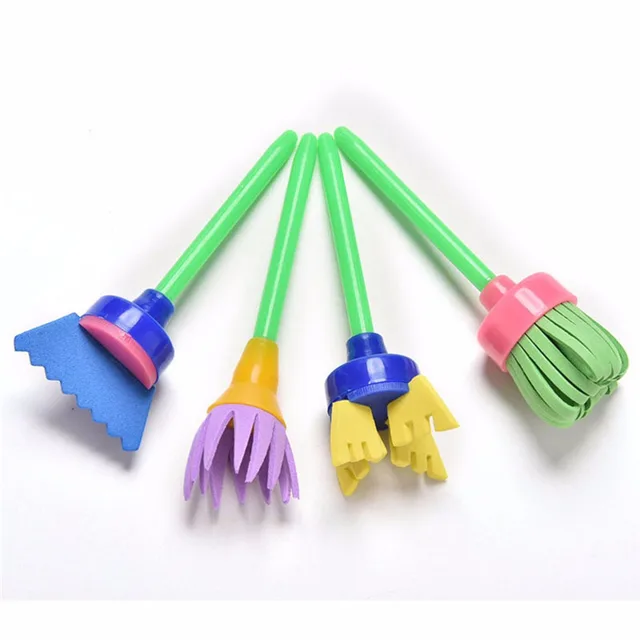 4Pcs/set DIY Sponge Drawing Paint Brushes Graffiti Toys Painting Creative Gift Toys for Children Stamps Toys 6