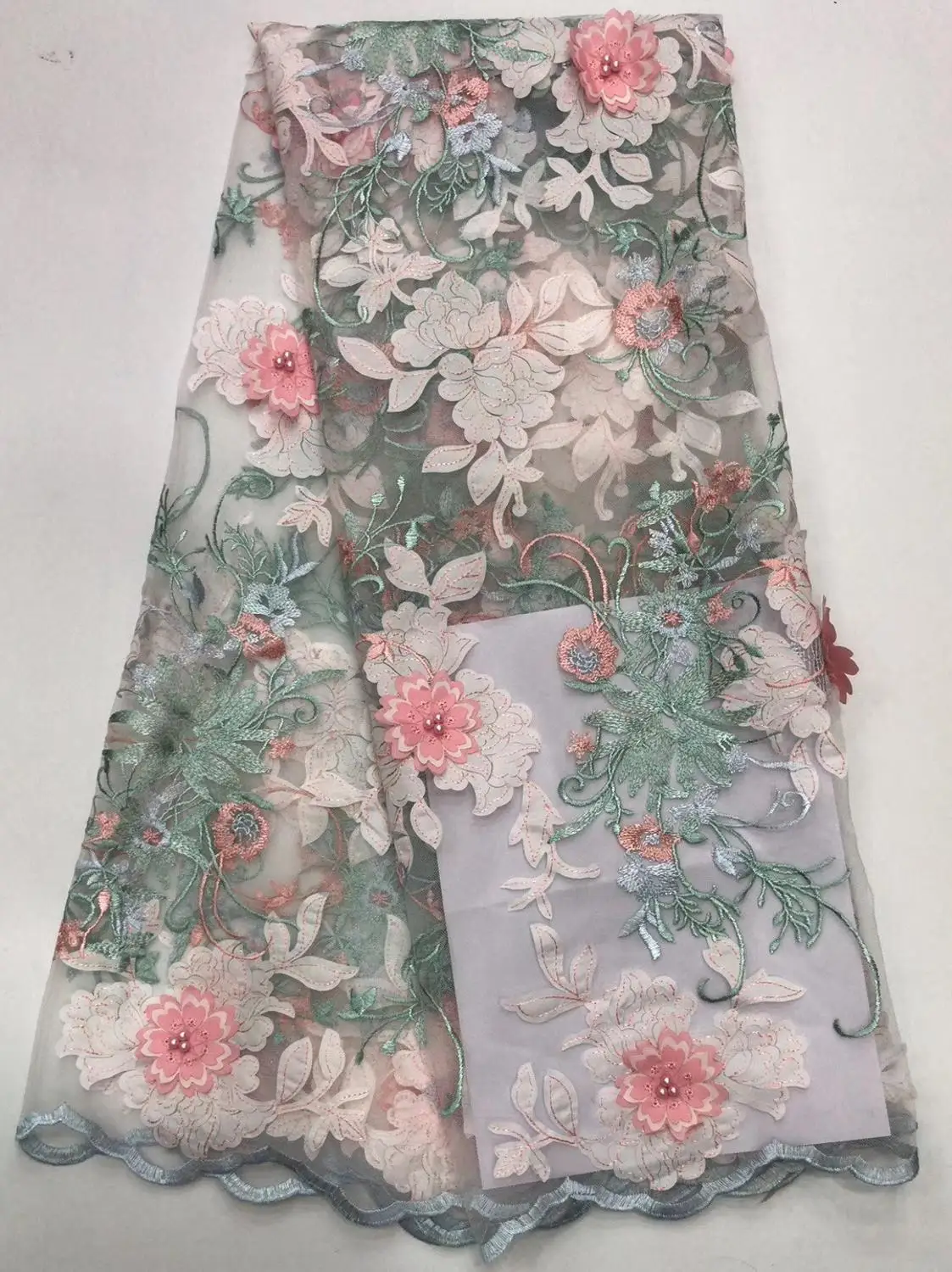 

african fabric lace Embroidery Nigerian Lace Fabric for weeding High Quality 3d flower african beaded lace fabric DYS238