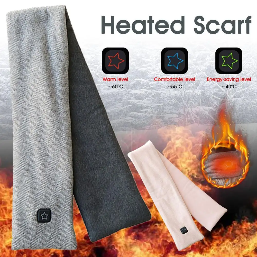 

New USB Heated Men Winter Scarf Shawl Foreign Trade Women Smart Heating Solid Color Vibration Massage Scarf Multiple Colors