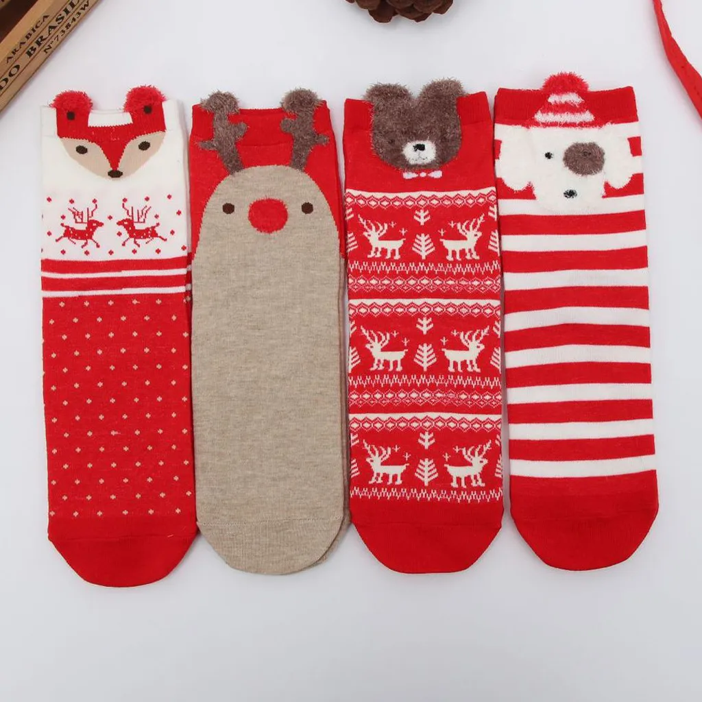 Рождественские женские носки повседневные зимние рождественские носки с изображением мультяшных животных носки с узором хлопковые теплые женские носки calcetines de navidad