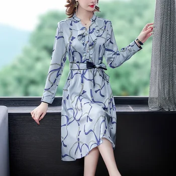 

L French Fashion Floral Printed Dress 2020 New Style Autumn