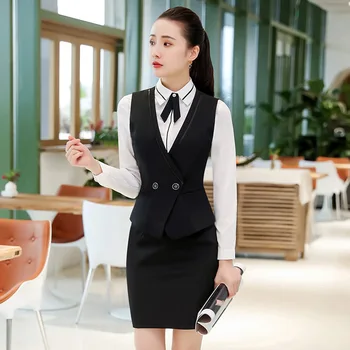 

2019 Suit Waistcoat Female Positive Pack Occupation Pack Suit Ol Slim Fit Short Vest Tooling